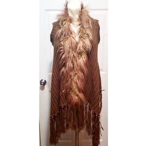 Tessori light Brown Faux Fur Sweater Vest